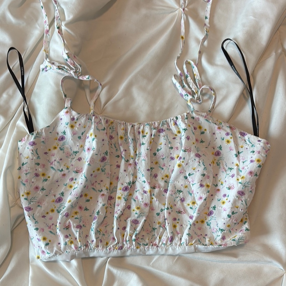 Floral White Crop Top